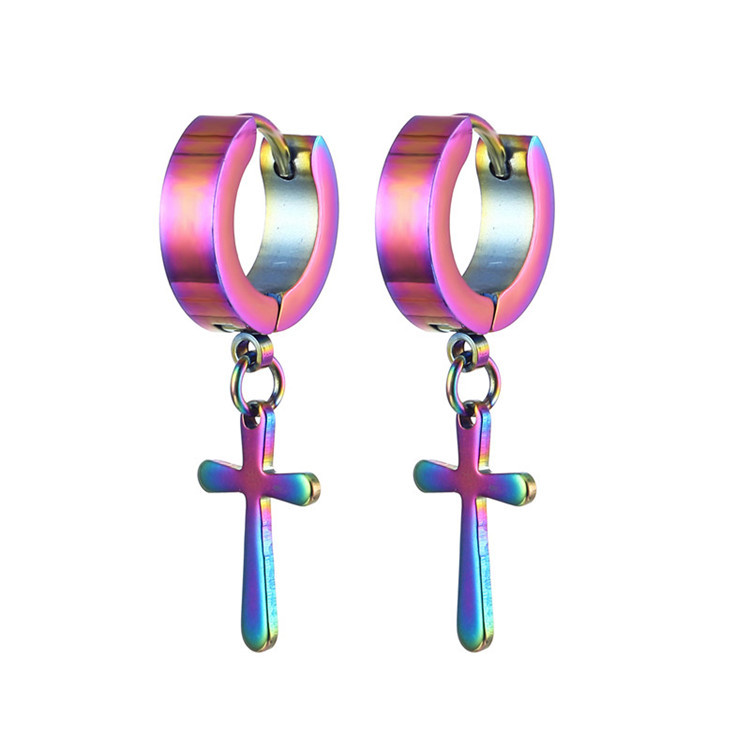Fashion Cross Titanium Steel Plating Dangling Earrings 1 Piece display picture 7