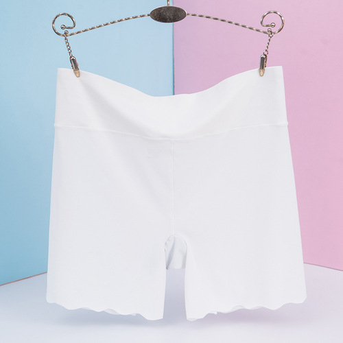 【85-160 pounds】Ice silk safe pants invisible wave edge underwear for women anti-transparent insurance three-in-one leggings