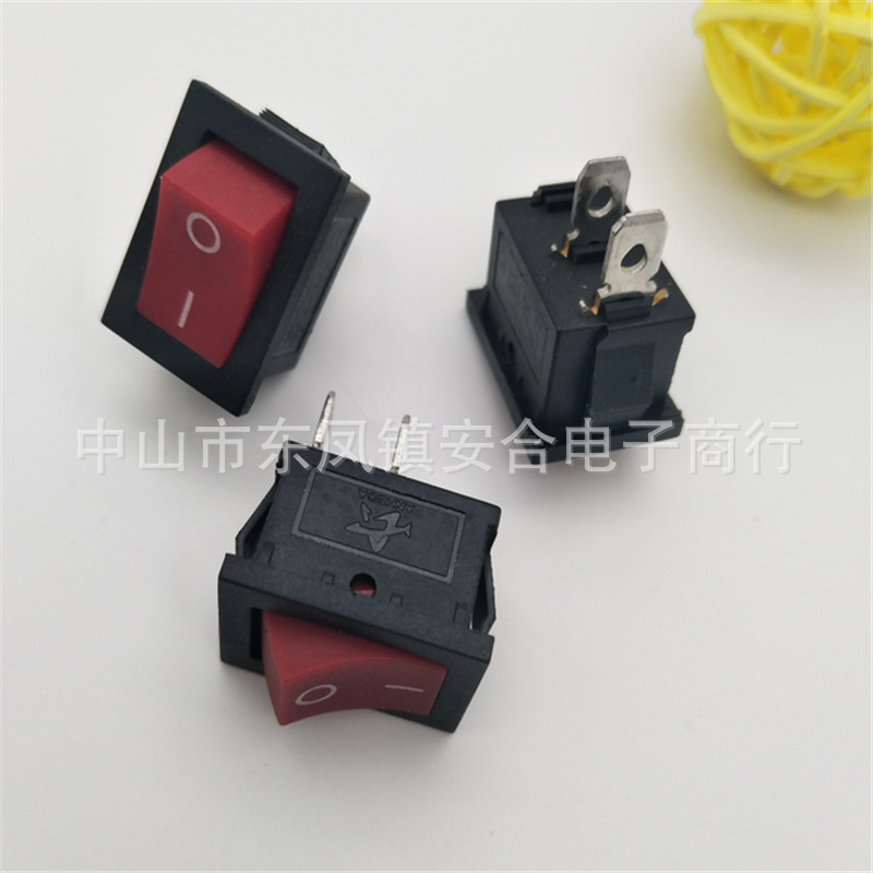 供应KCD1-016美式船型开关 2脚2档 阻燃 深红盖 翘板开关·