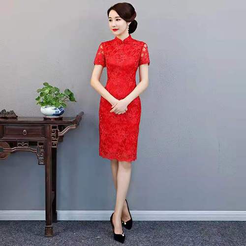 Chinese Dress Qipao for women Exquisite bud embroidery long wedding banquet Qipao skirt female wedding