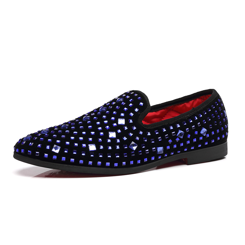 Leather shoes Men's fashion men's shoes rhinestone small leather shoes_vogvips.com