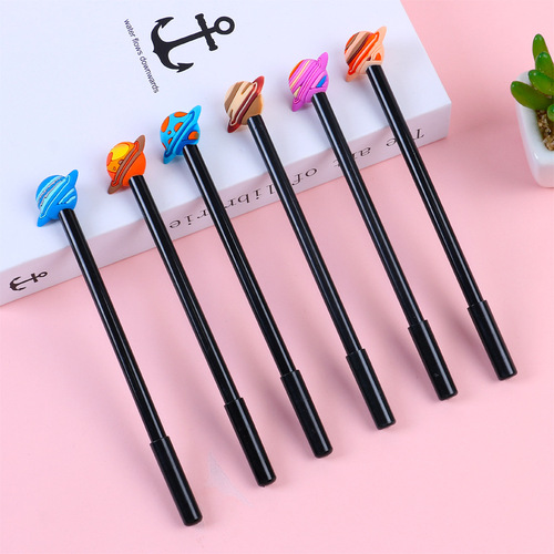 Korean Creative Learning Office Stationery Black Water Pen Signature Pen Cute Creative Colorful Planet Gel Pen