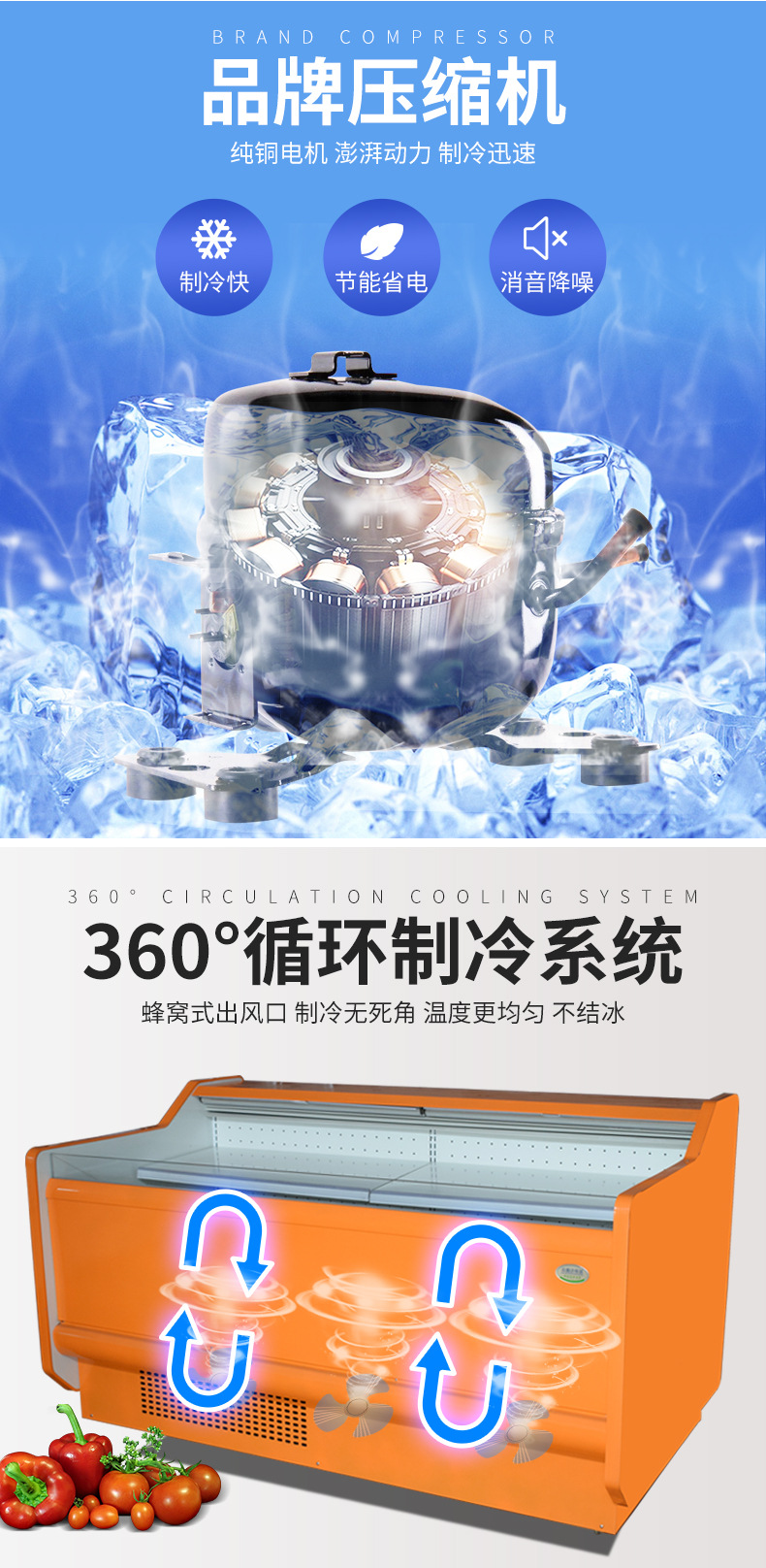 眾鑫達(dá)冷鮮肉保鮮柜豬肉鹵菜風(fēng)冷展示柜熟食柜冷藏臥式鮮肉柜定做(圖3)