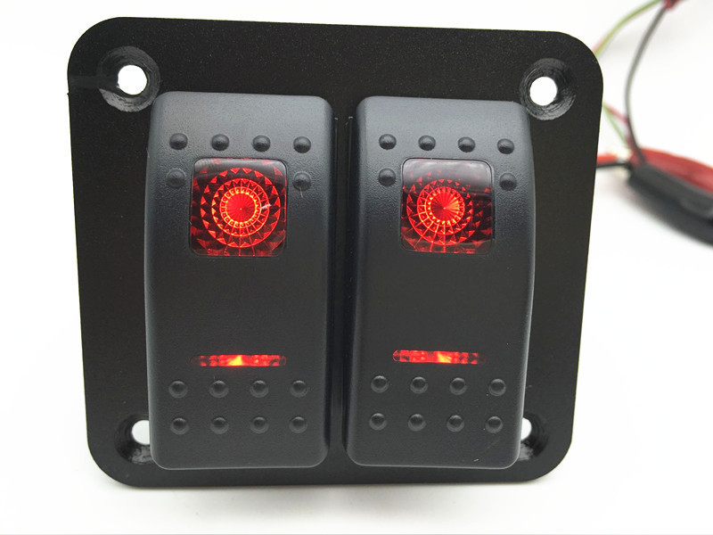 汽车游艇改装面板开关两位面板翘板开关 ON-OFF配线LED灯颜色可选