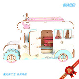 Деревянная трехмерная головоломка с лазером, деревянный дом на колесах, игрушка, DIY