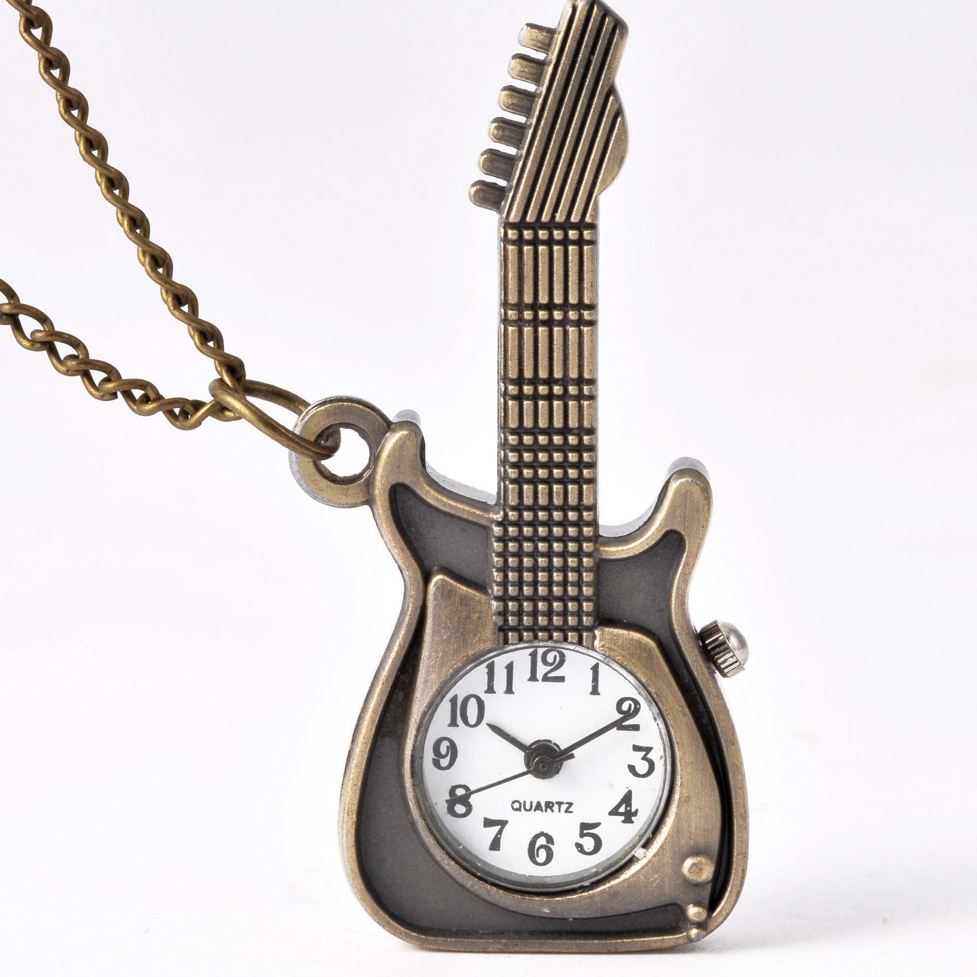 Small size pocket watch bronze pendant guitar factory wholesale 8892