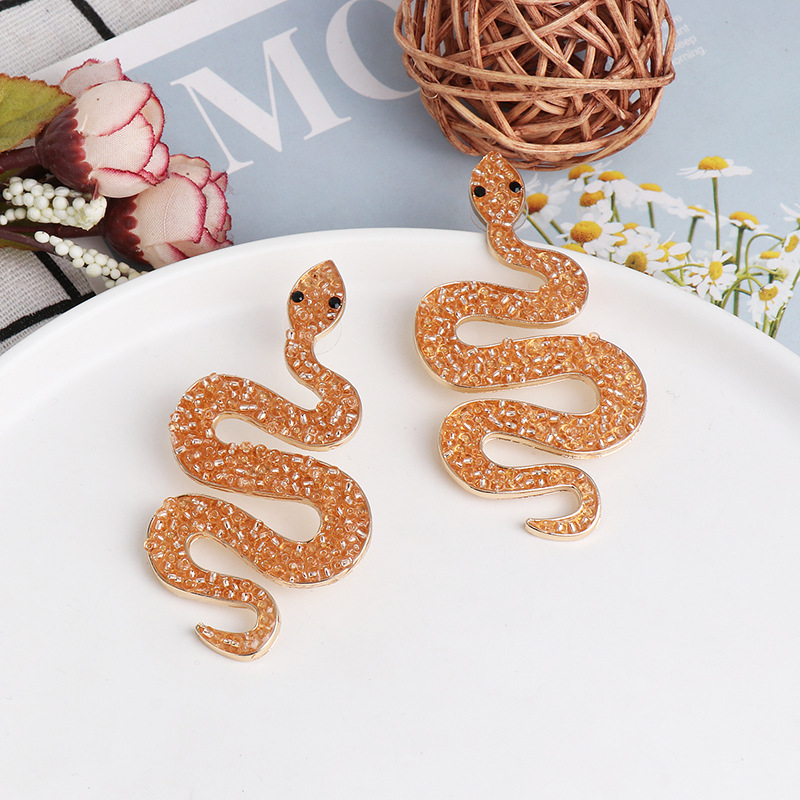 New Snake Earring Fashionable Wild Bead Earrings display picture 5