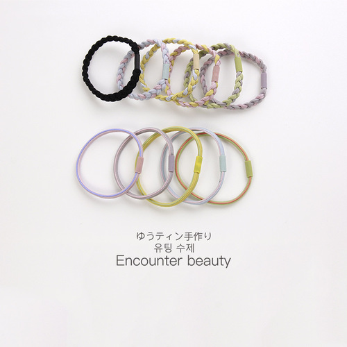Korean ing small fresh contrasting color braided candy-colored dual-purpose headband with high elasticity and no damage to hair. Internet celebrity hair band hair accessory
