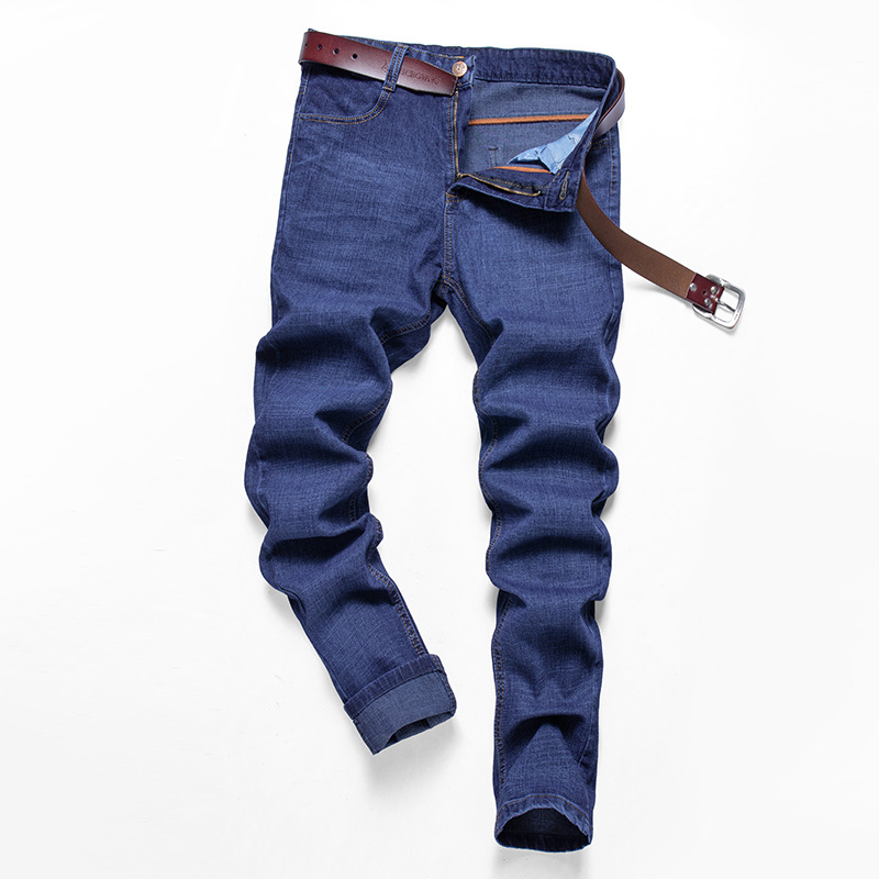 男士秋季厚款弹力牛仔裤商务高腰直筒裤子宽松男装长裤一件代发潮