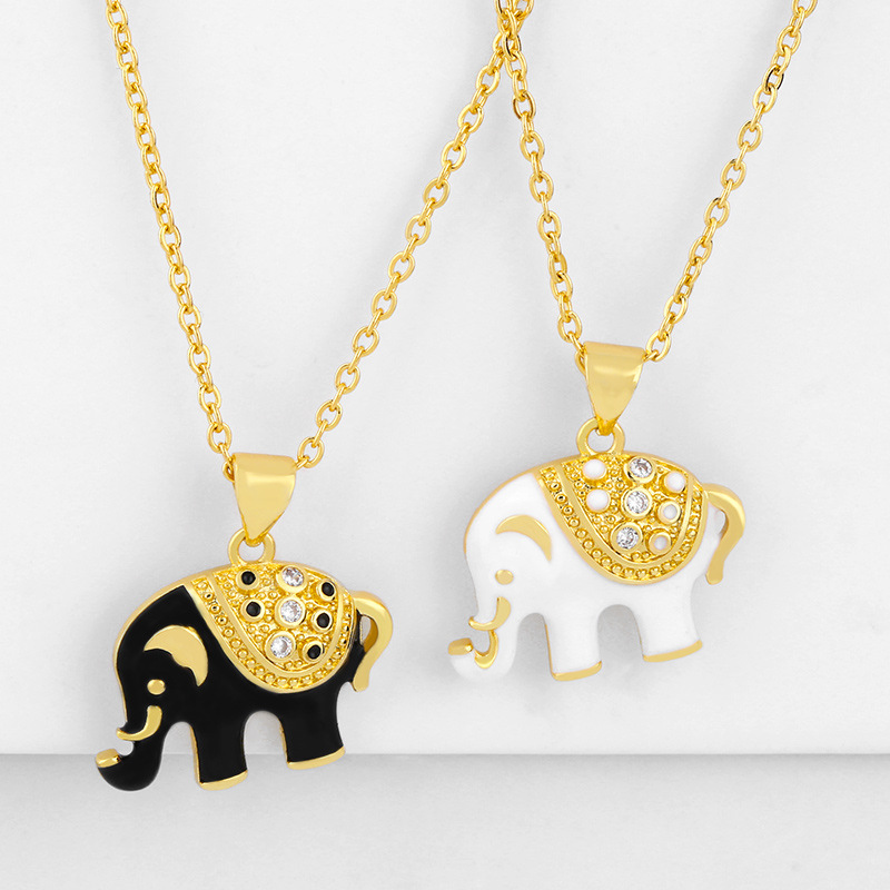New Accessories Love Animal Elephant Necklace Female Drop Diamond Pendant Wholesale display picture 1