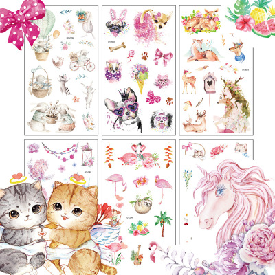 American country Kitty Cartoon animal Sticker PDA decorate luggage Post box unicorn Transfer Sticker customized