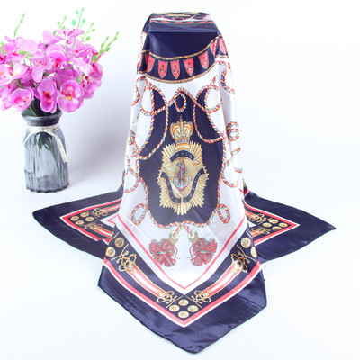 新款90cm印花仿真丝欧美丝巾Amazon女大方巾缎面围巾披肩厂家批发|ms