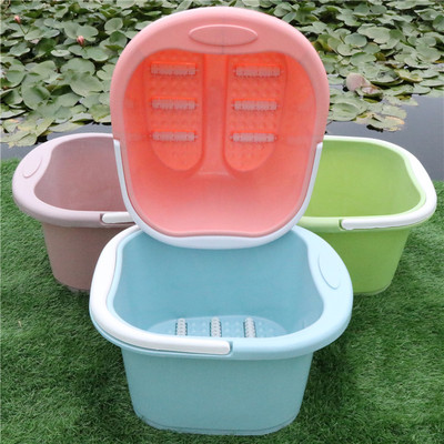 手提洗脚盆 六轮足浴盆 塑料泡脚桶  带轮按摩泡脚桶 家用足浴桶|ru