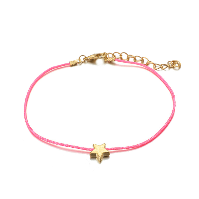 Simple Fashion Star Angel Angel Anklet With Diamond Tassel Pink Thread Rope Anklet Set Of 5 display picture 10