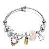 Elastic bracelet heart shaped with letters stainless steel, Korean style, internet celebrity