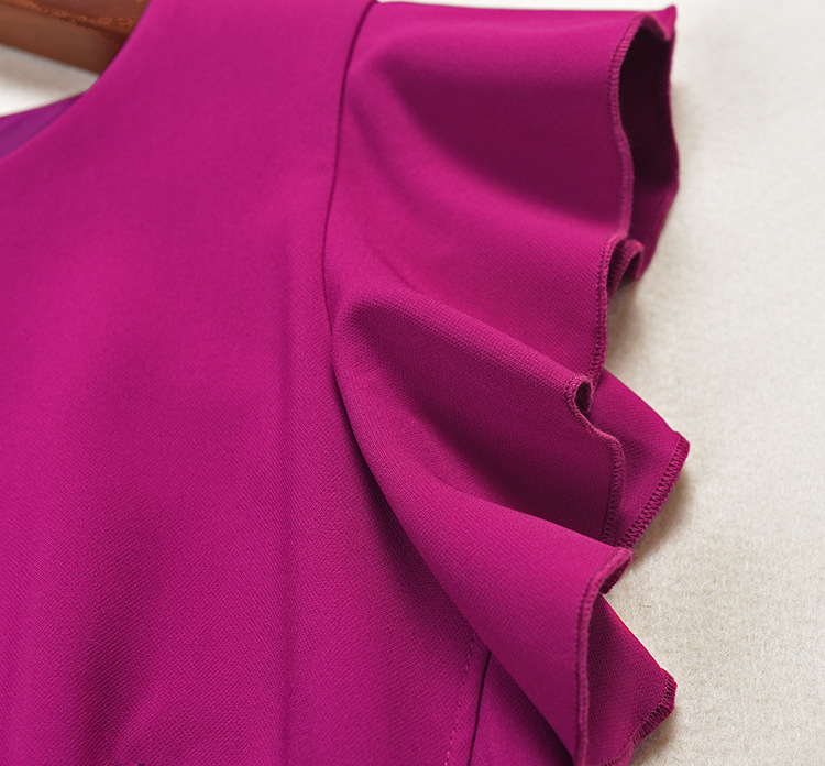 0309-07 荷叶边鱼尾连衣裙SMLXL码颜色紫色蓝色面料