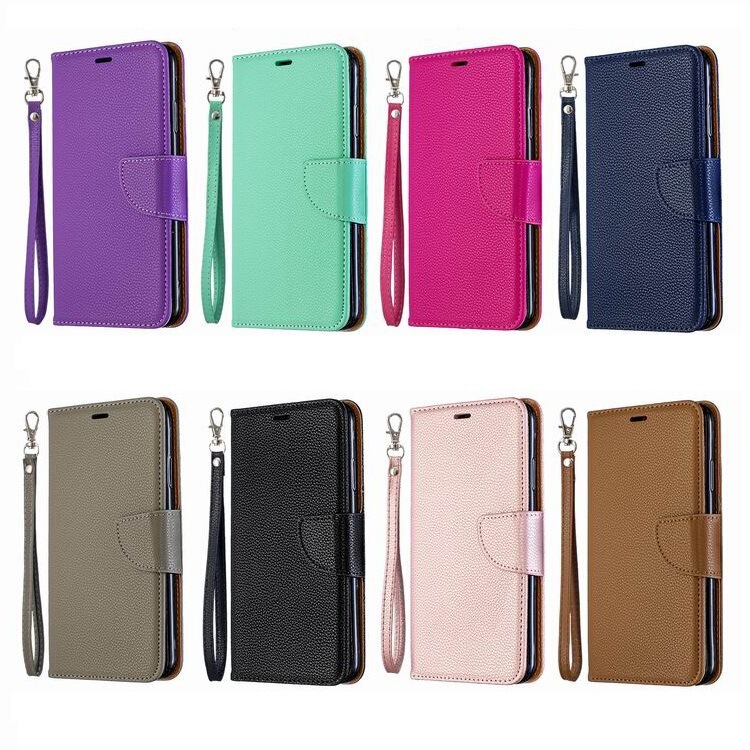 For Nokia 3.4 Solid Color Litchi Pattern Leather Case Xiaomi 11 Card Wallet Mobile Phone Case Red Rice K40 Protective Case