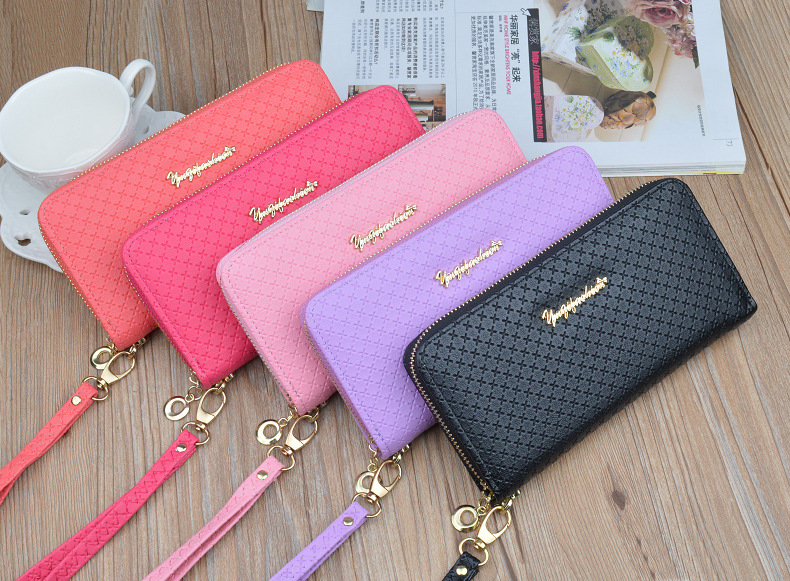 154g Weight Women's Solid Color Pu Leather Zipper Wallets