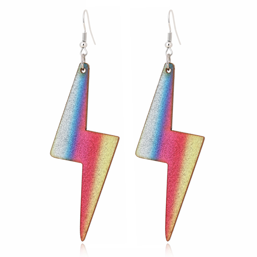 New Three-dimensional Color Lightning Earrings Exaggerated Acrylic Earrings Creative Fun Jewelry display picture 6