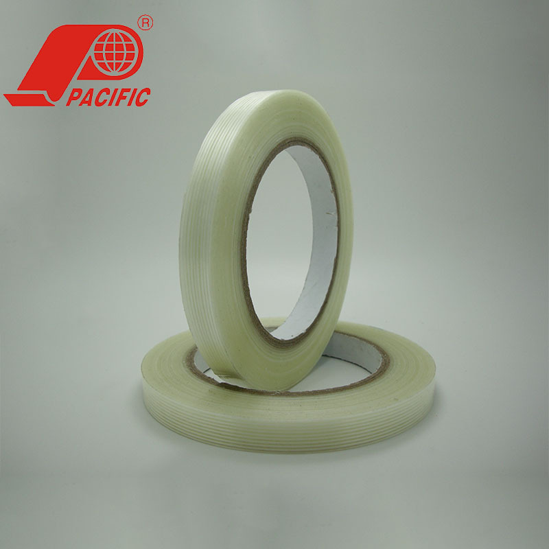 厂家直销PET纤维胶带 透明高粘度条纹捆绑专用纤维胶带 打包带