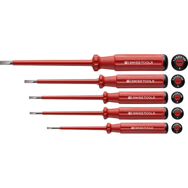 瑞士PB Swiss Tools  吸塑绝缘一字螺丝刀5件套  PB 5538.CN