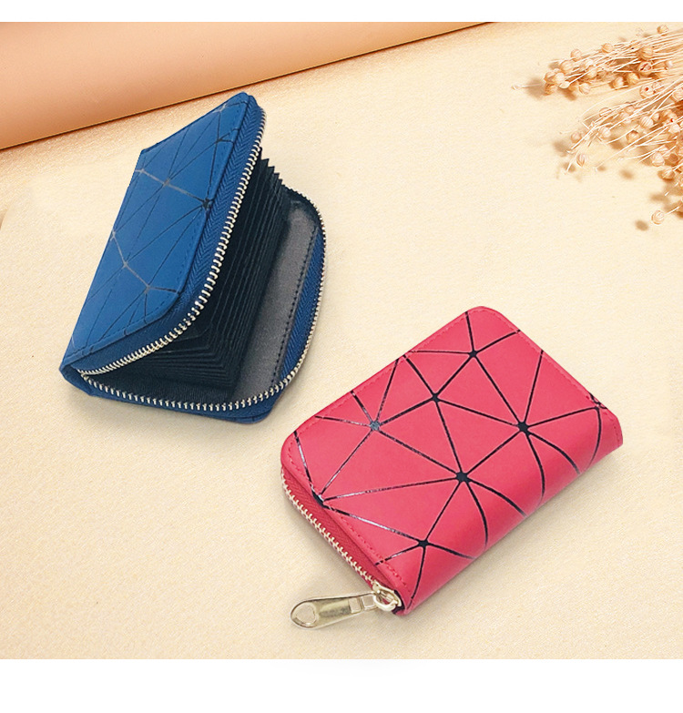 Korean Rhombus Organ Fashion Multi-card Position Business Card Holder Zipper Card Holder Coin Purse For Women display picture 8