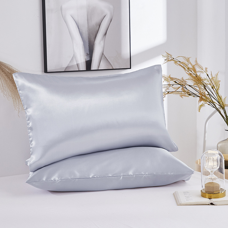 Simple pillowcase satin silk solid color bedding pillowcase wholesale_voghion.com