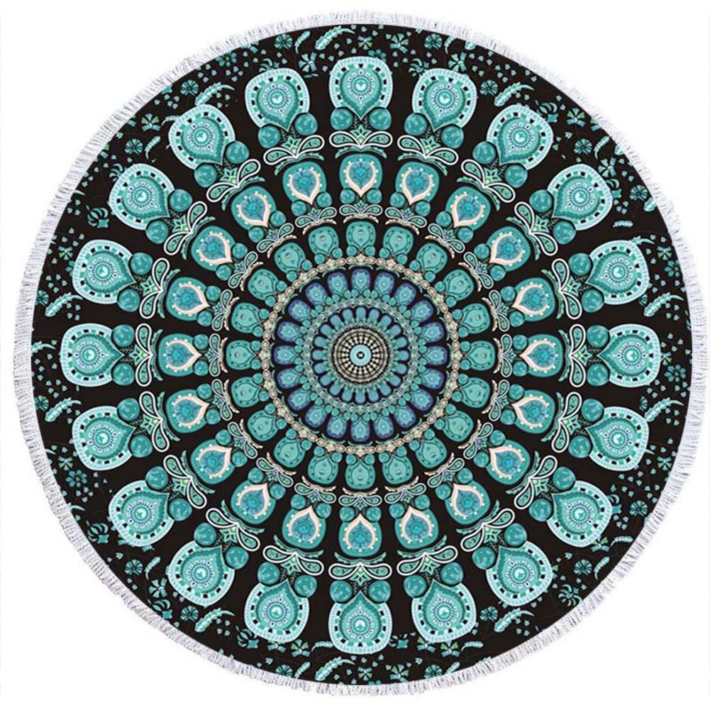 2 день мода волосы Мандала круглый печатных пляжное полотенце из микрофибры пляж Подушка 150 кисточкой края