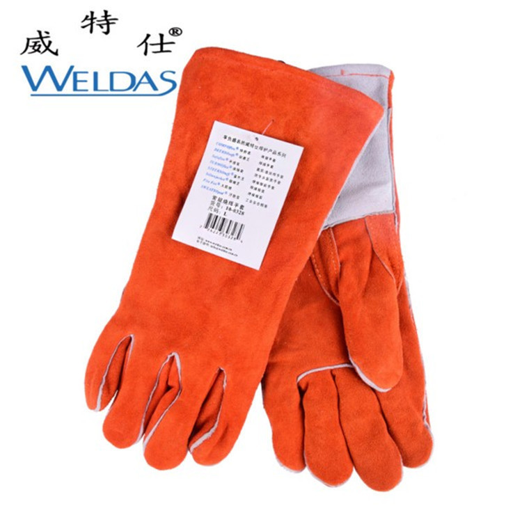 Weldas威特仕10-0328电焊手套加厚牛皮防磨焊工加长隔热手套