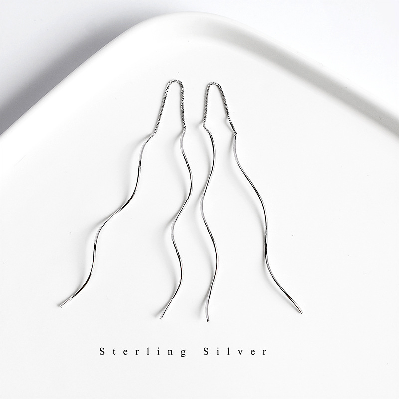 Temperament Cold Style Jewelry S925 Sterling Silver Wave Earrings Korean Version Of The Personality Wave Earrings Female