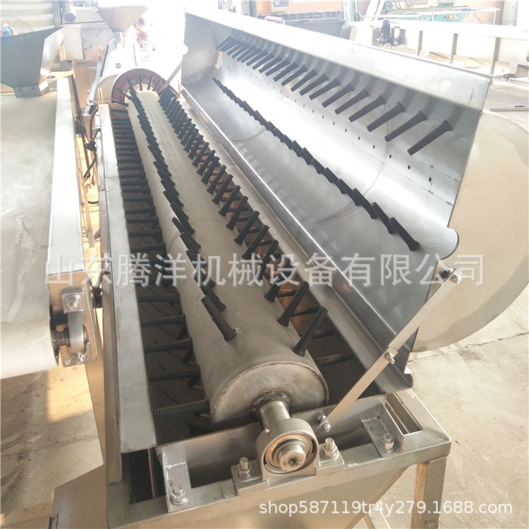 卧式鸡爪脱皮机流水线 黄皮去皮机全自动不锈钢 烫毛打爪机 腾洋