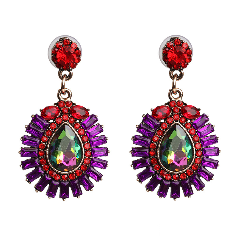 52909 Jujia Nouveau Géométrique Boucles D'oreilles Coloré Rétro Exagéré Européen Et Américain Capricieux Boucles D'oreilles Croix-frontière Fournir Boucles D'oreilles Pour Les Femmes display picture 6