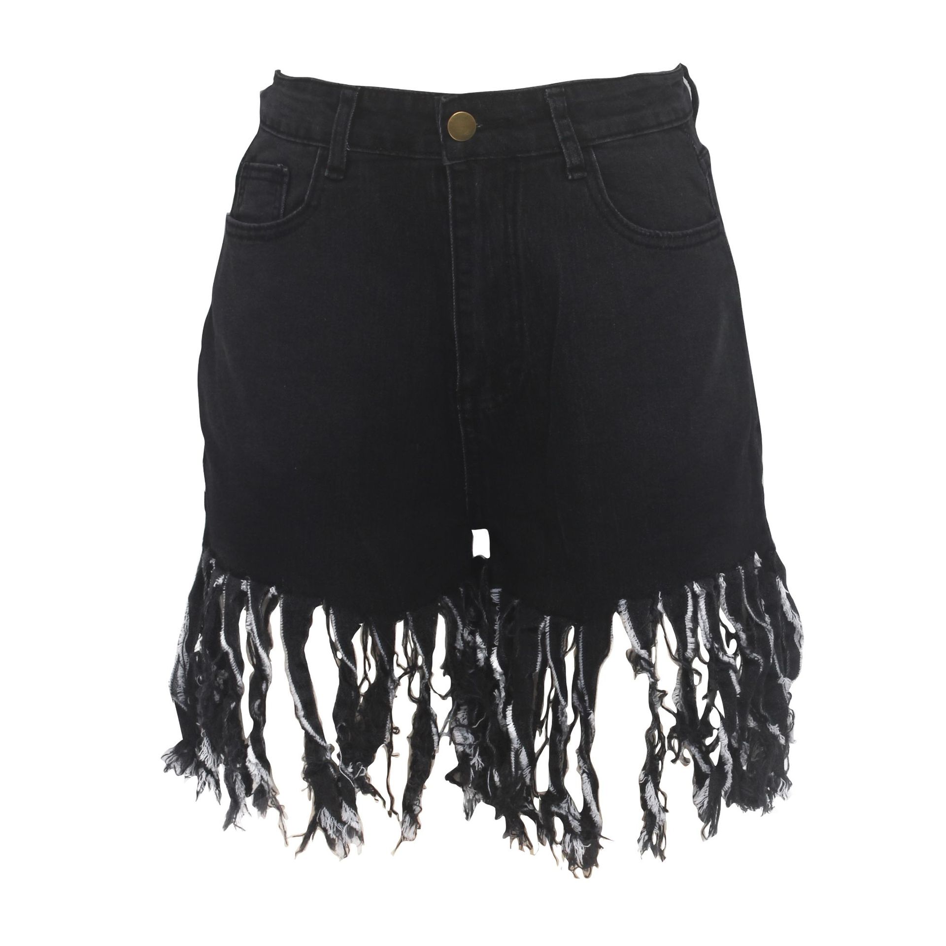 fashion sexy tassel denim straight shorts NSSF64054