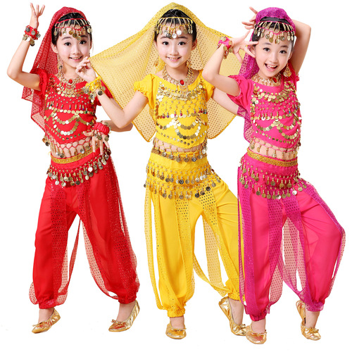 Wholesale children's Indian dance costumes, dance performances, children's belly dance suits, girls' new ethnic practice clothes