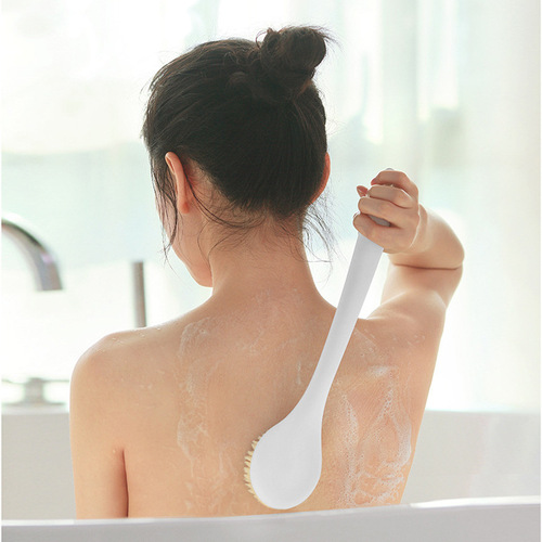 Bath brush, long handle, soft-bristled bath brush, bath towel, adult back rub, mud-free back bath brush