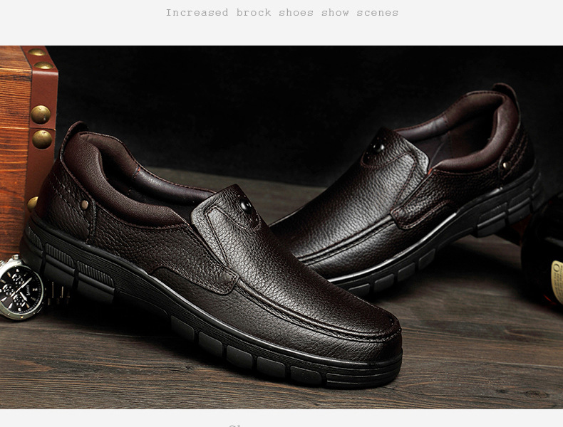 Wide Feet Round Head Shallow Mouth Large Size Foot Cover Men's Shoes Men's Outdoor Casual Leather Shoes Rubber Non-slip Sole_voghion.com