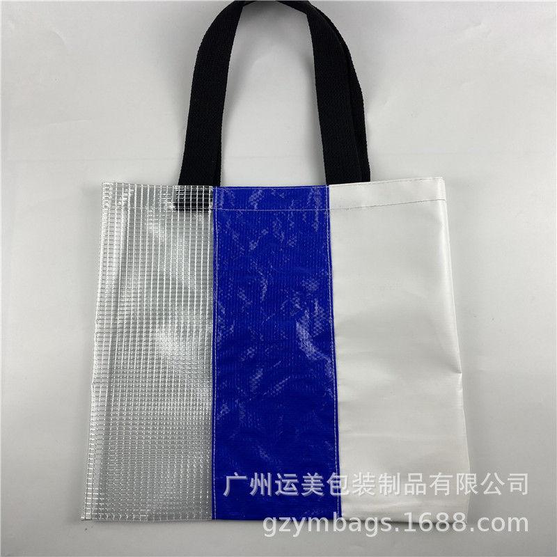 广州厂家直供拼接购物袋编织材料网夹手提袋时尚2022新款