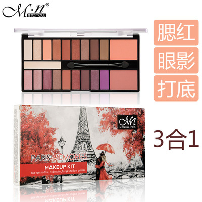 美诺Menow18色珠光眼影+双色腮红/眼影打底三合一彩妆盘K907|ms