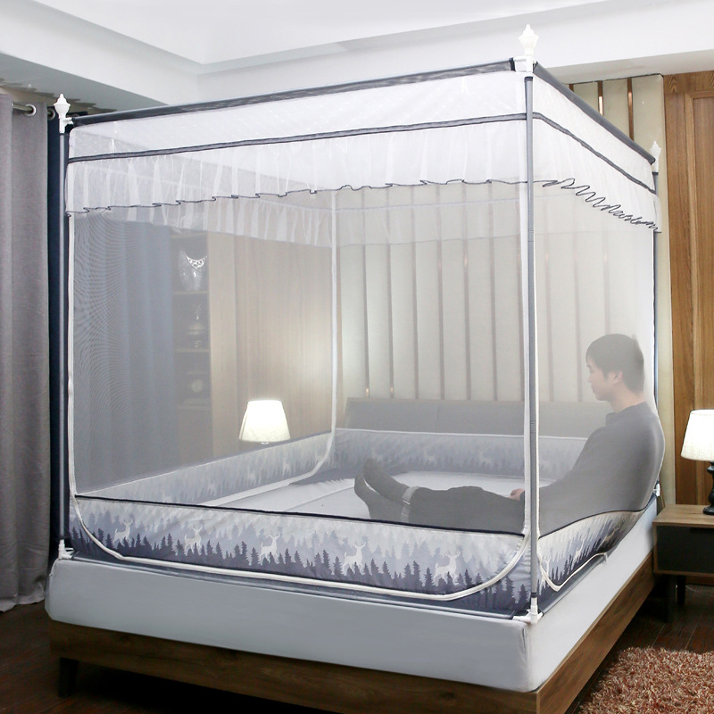 奈特蒙古包蚊帐拉链三开门坐床式方帐蚊帐家用儿童防摔加密加厚帐|ms
