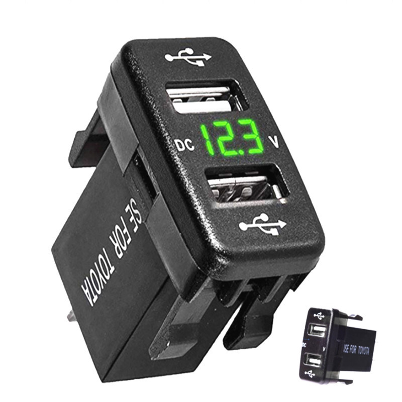 老款丰田车用 双USB口插座车充带电压表显示 4.2A车充  12V充电