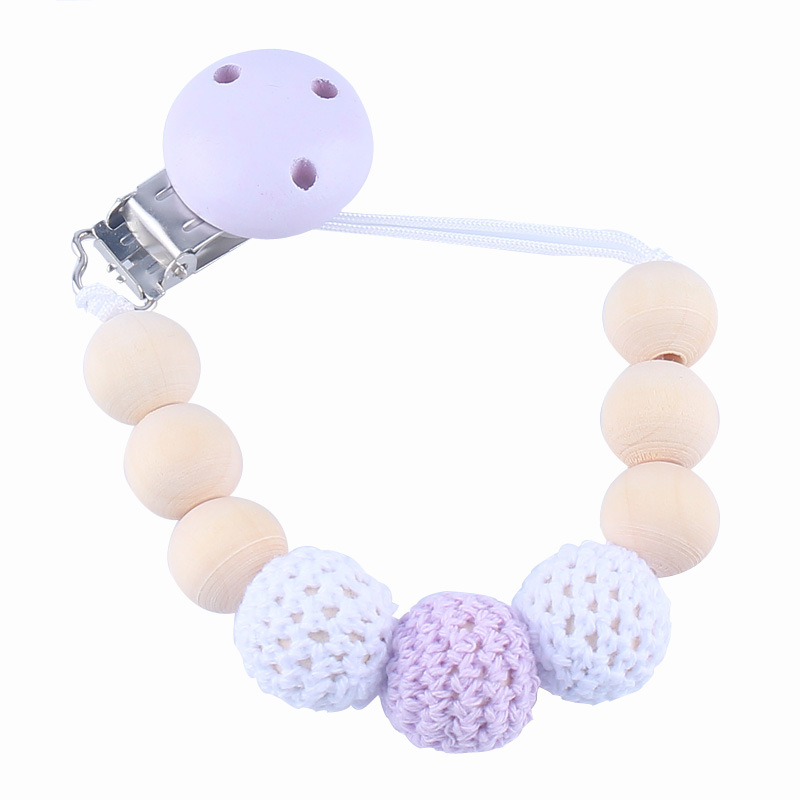 Bebé chupete clip de seguridad de madera cadena de chupete cadena anti-caída bebé suministros maternos e infantiles DIY cadena anti-perdida