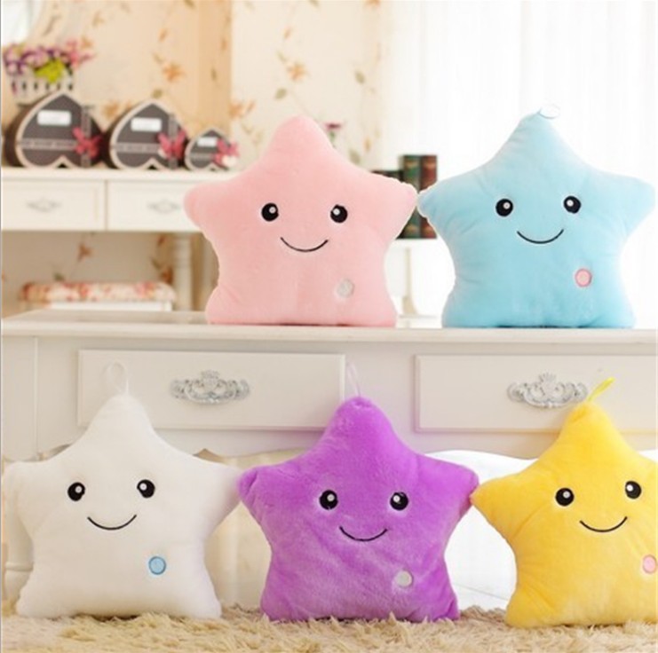 Factory Wholesale Colorful Luminous Pillow Cute Five-pointed Star Plush Toy Dolls Wholesale Custom