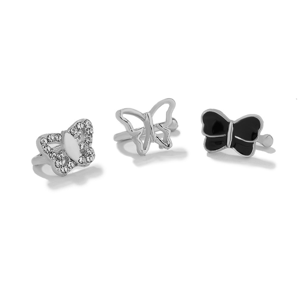 Alloy Studded Butterfly Ear Stud Earrings Simple Wild Jewelry Set Wholesale display picture 4