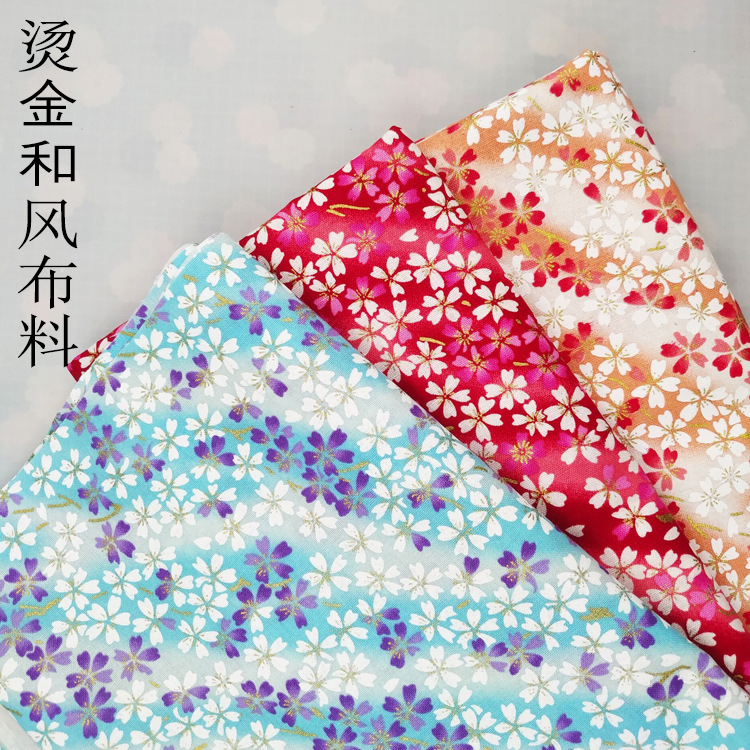和风布料纯棉棉布布料批发面料古风烫金棉麻印花服装面料现货批发|ru