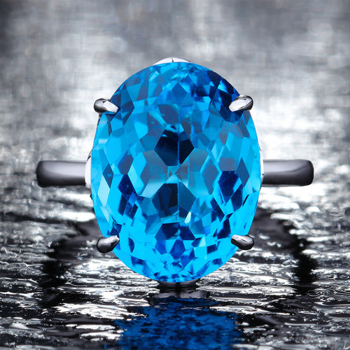 Cross-border hot selling topaz sapphire ring, atmospheric sapphire diamond ring, fashionable dove egg crystal women's ring