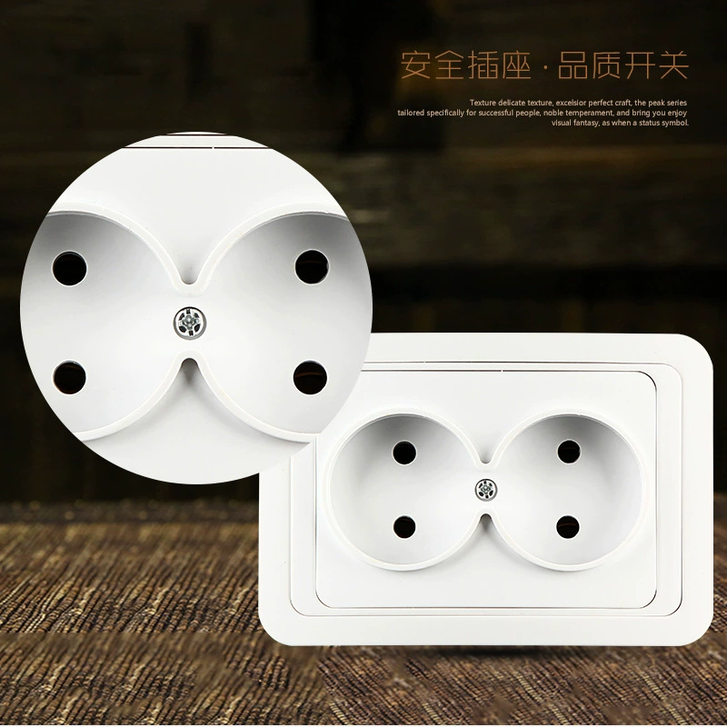 European 2‑pole power socket (DIXINGE) ABS panel, porcelain seat, single or double outlet