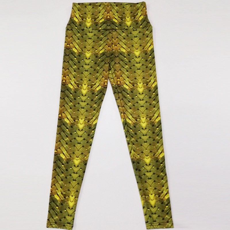 Woven digital printing slimming high waist sports leggings yoga pants_voghion.com