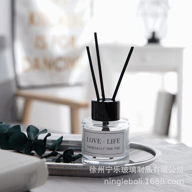 Botella de aromaterapia botella de aromaterapia de vidrio 100mL botella de aromaterapia sin fuego botella de aromaterapia redonda engrosada botella de perfume con tapa de botella de aceite esencial