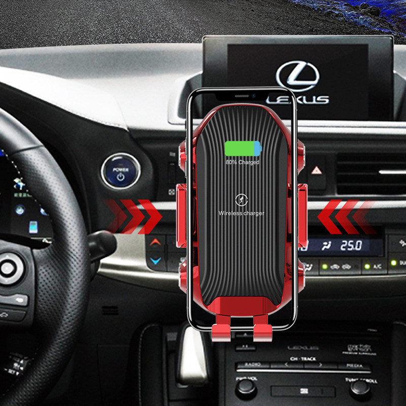 源厂私模QI快充车载无线充 15W智能感应手机大吸盘支架无线充电器