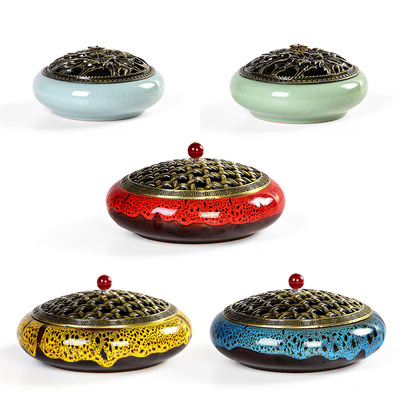 蚊香爐陶瓷室內蚊香盤托檀香家用日式蚊香盒支架特大號帶蓋盤香爐